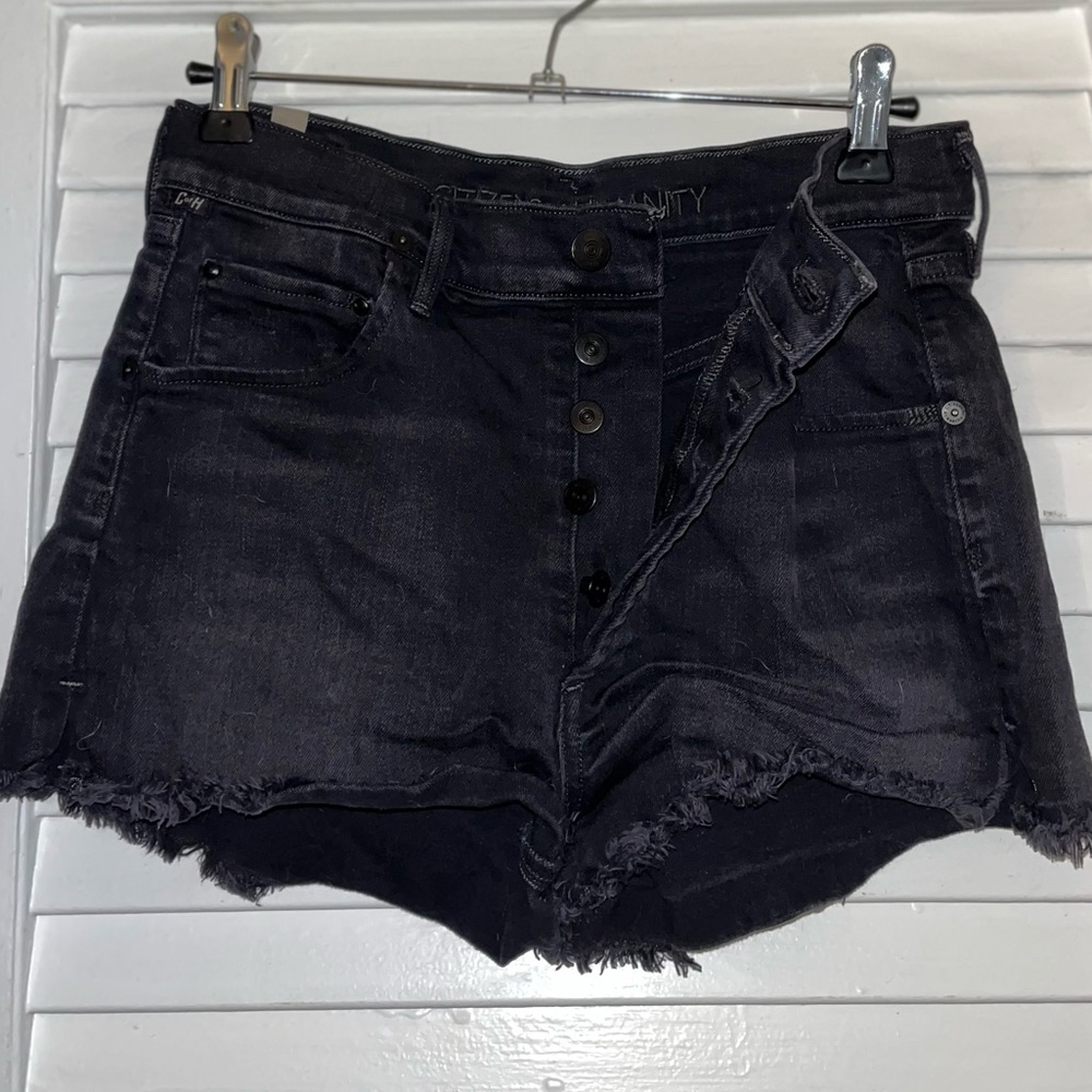 Size 26 black citizen button fly denim cutoffs.